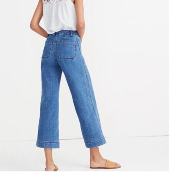 Madewell Emmett Wide-Leg Crop Rosalie Wash Medium Denim Jeans Women’s Size 26 - Picture 7 of 15